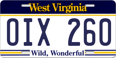 WV license plate OIX260