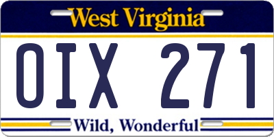 WV license plate OIX271