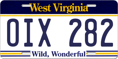 WV license plate OIX282