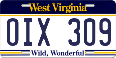 WV license plate OIX309