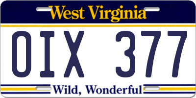 WV license plate OIX377