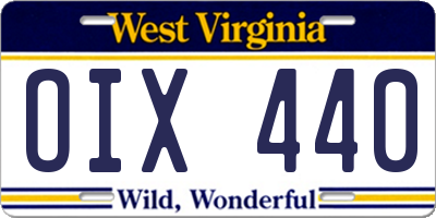 WV license plate OIX440