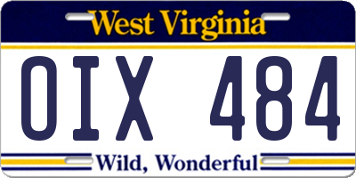 WV license plate OIX484