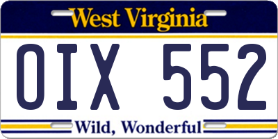 WV license plate OIX552