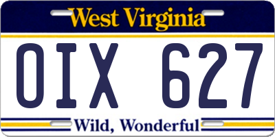 WV license plate OIX627