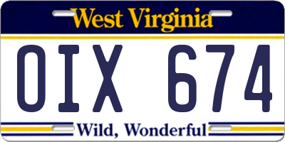 WV license plate OIX674