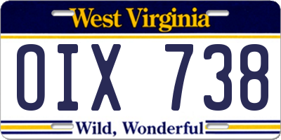 WV license plate OIX738