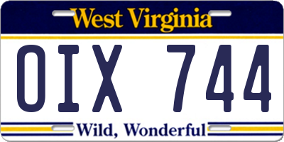 WV license plate OIX744