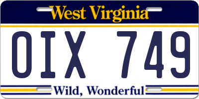 WV license plate OIX749