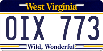 WV license plate OIX773