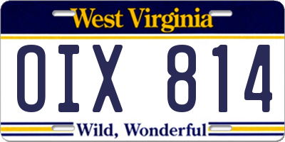 WV license plate OIX814
