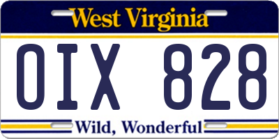 WV license plate OIX828