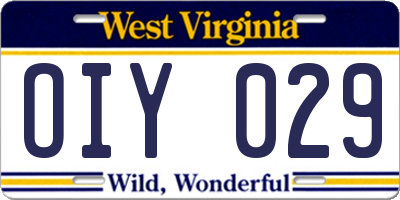 WV license plate OIY029
