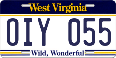 WV license plate OIY055
