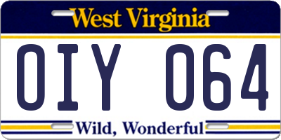 WV license plate OIY064