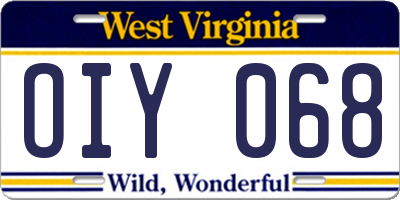 WV license plate OIY068
