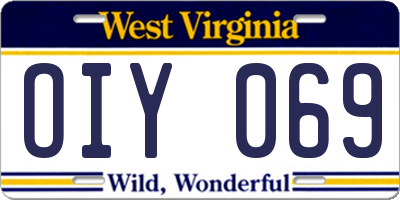 WV license plate OIY069