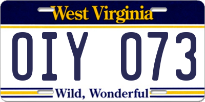 WV license plate OIY073