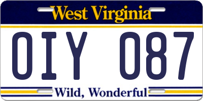 WV license plate OIY087