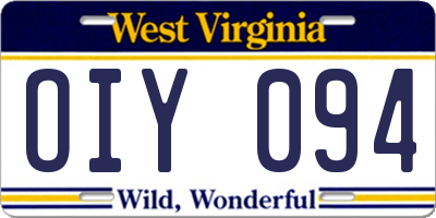 WV license plate OIY094