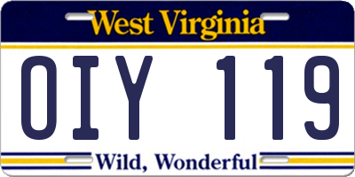 WV license plate OIY119