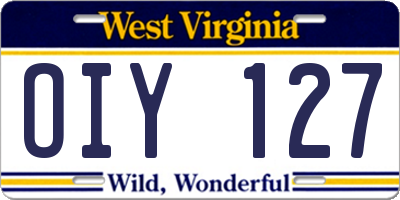 WV license plate OIY127