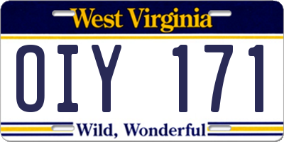 WV license plate OIY171