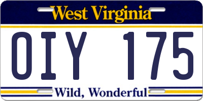 WV license plate OIY175