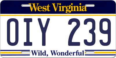 WV license plate OIY239