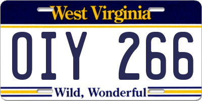 WV license plate OIY266