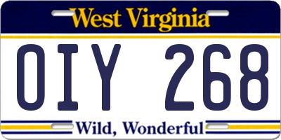WV license plate OIY268