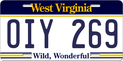 WV license plate OIY269