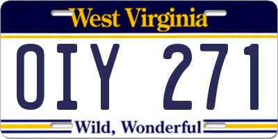 WV license plate OIY271
