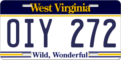 WV license plate OIY272