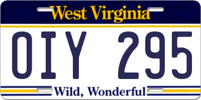 WV license plate OIY295