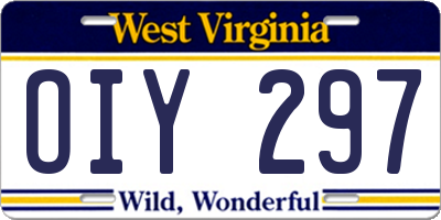 WV license plate OIY297