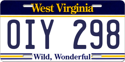 WV license plate OIY298