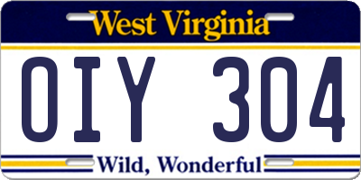 WV license plate OIY304