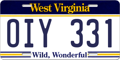 WV license plate OIY331