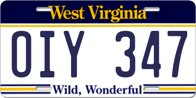 WV license plate OIY347