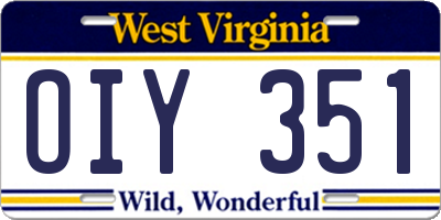 WV license plate OIY351