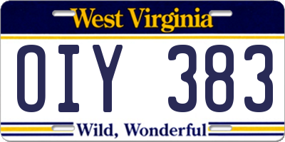 WV license plate OIY383