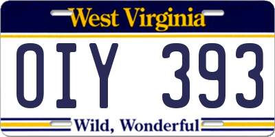 WV license plate OIY393