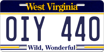 WV license plate OIY440