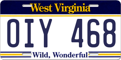 WV license plate OIY468