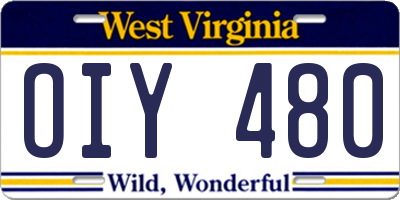 WV license plate OIY480