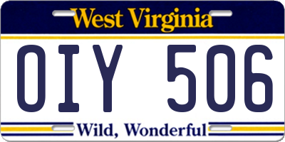 WV license plate OIY506