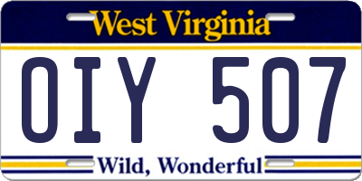 WV license plate OIY507