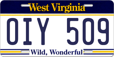 WV license plate OIY509
