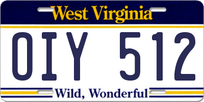 WV license plate OIY512